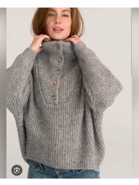 Hatch Jo Maternity Gray Pullover Cozy Collared Knit Sweater Gray Hatch maternity